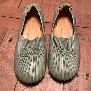 Chocolat Blu pale green leather Vic flat— adorable!